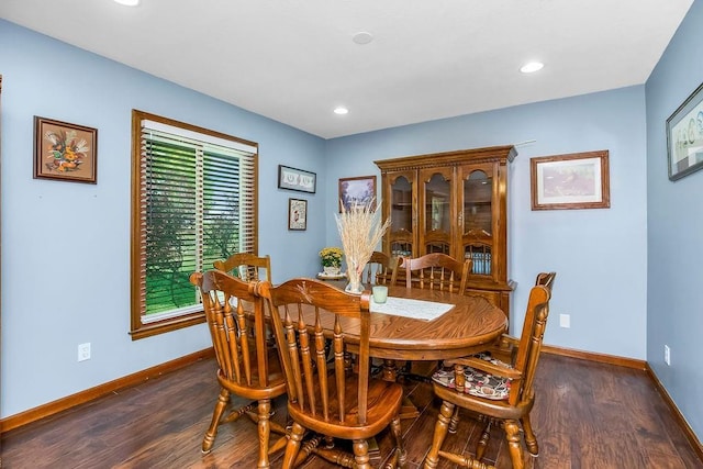 18171 198th St, Tonganoxie, KS 66086 - dining room featuring baseboards, dark wood finished floors, and recessed lighting