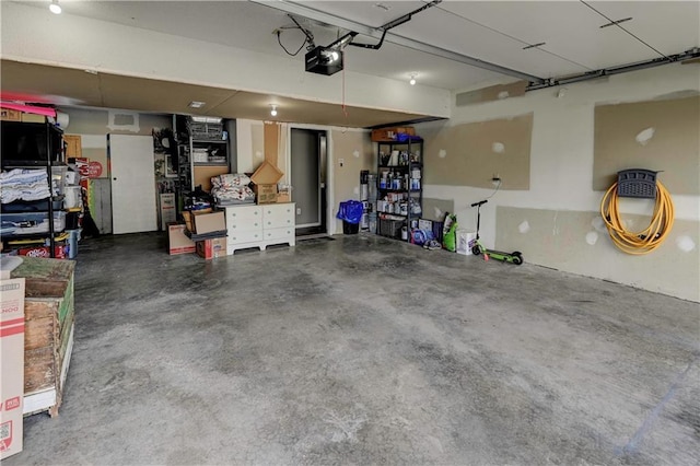 garage with a garage door opener