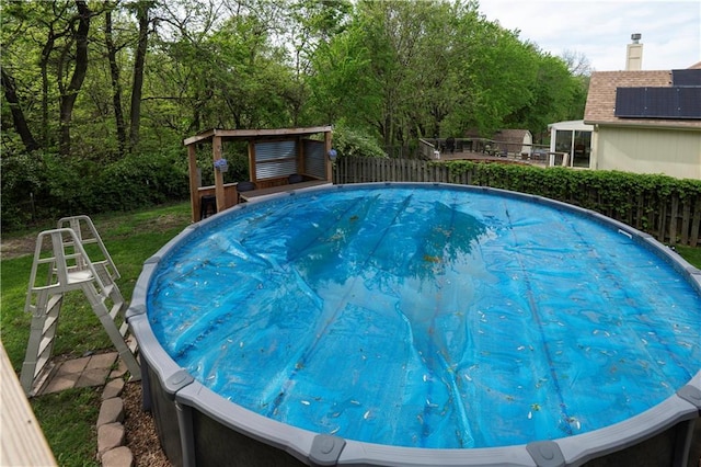 view of pool with fence and a fenced in pool