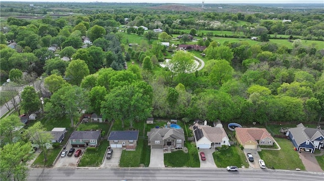 birds eye view of property with a residential view
