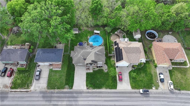 drone / aerial view with a residential view