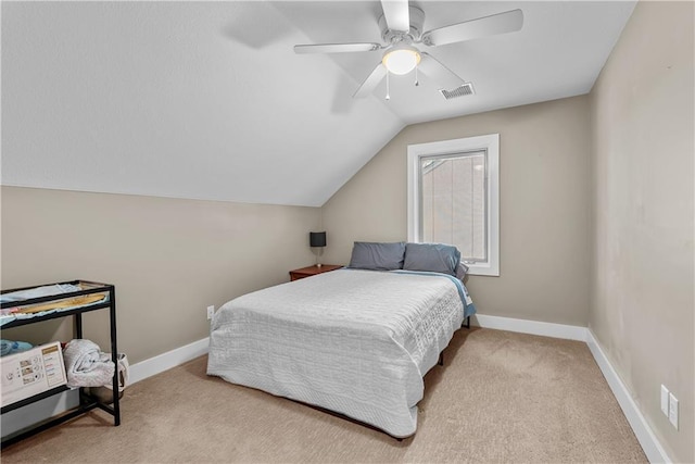 3610 NE Basswood Dr, Lees Summit, MO 64064 - bedroom with carpet flooring, lofted ceiling, baseboards, and ceiling fan