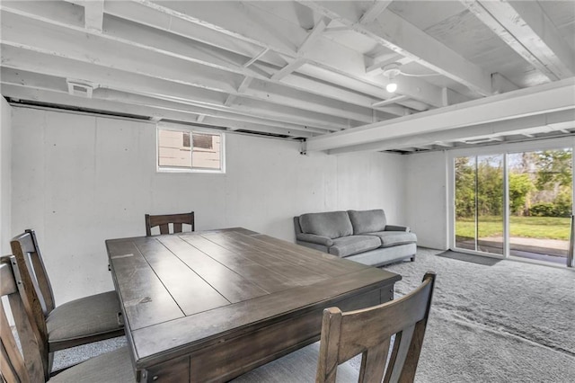 view of carpeted dining room