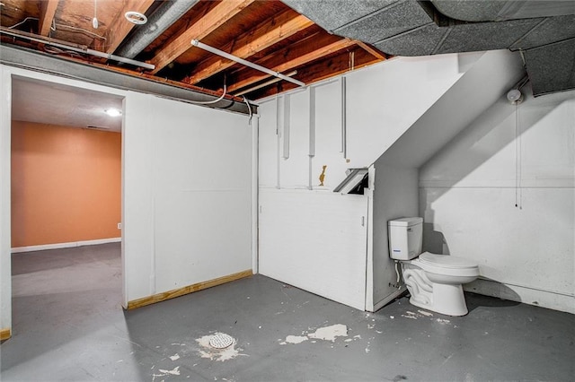 view of unfinished basement