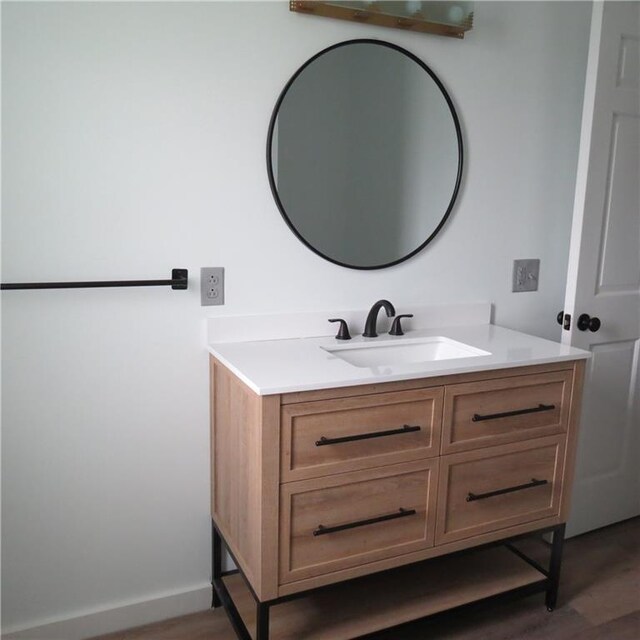 101 E 3rd St, Stanberry, MO 64489 - bathroom with wood finished floors and vanity