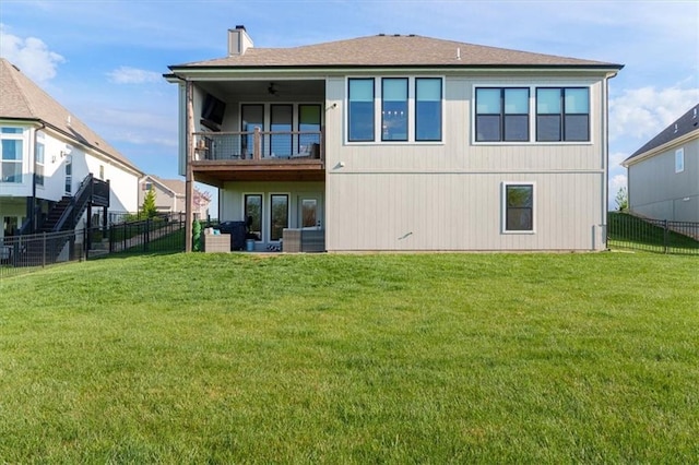 325 Ambersham Dr, Lees Summit, MO 64081 - rear view of house with a chimney, a balcony, and a shingled roof