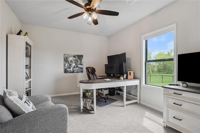 325 Ambersham Dr, Lees Summit, MO 64081 - office space featuring light carpet, ceiling fan, and baseboards