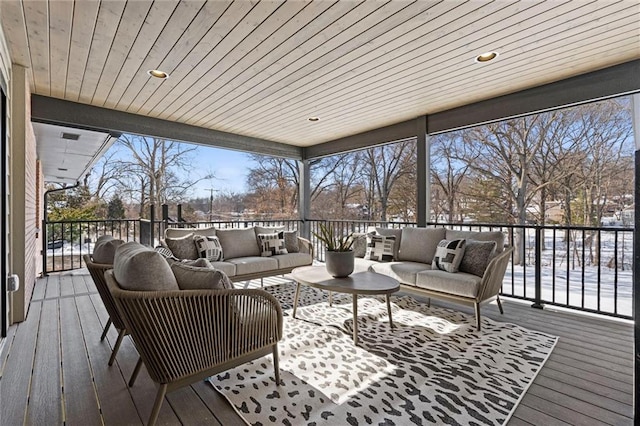 deck featuring an outdoor living space