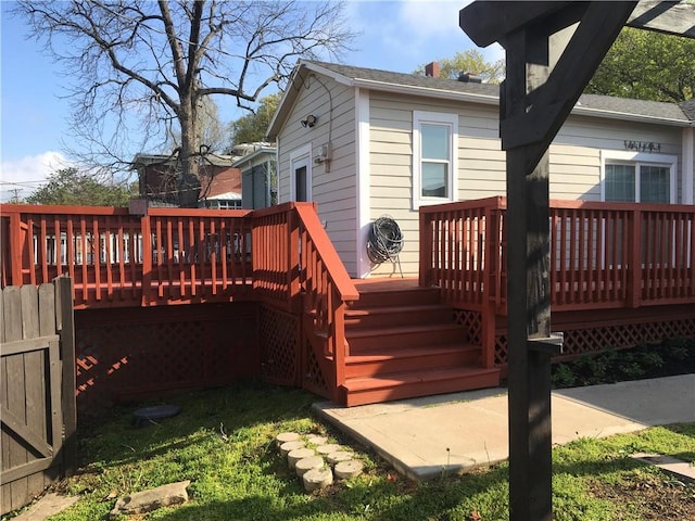 wooden terrace with stairway