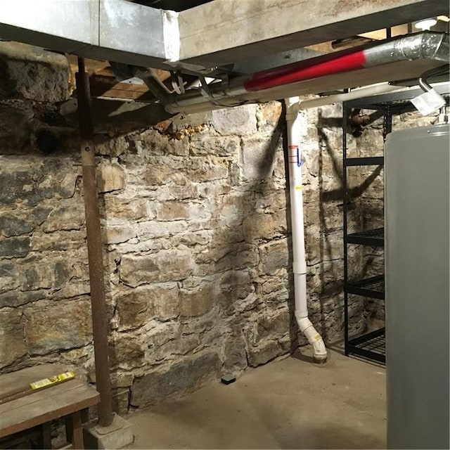view of unfinished basement