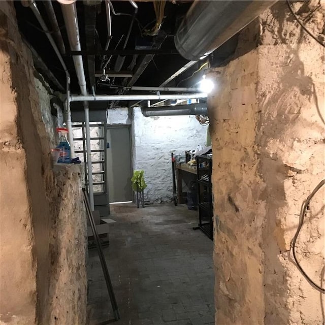 view of unfinished below grade area