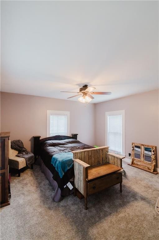 bedroom with carpet and ceiling fan