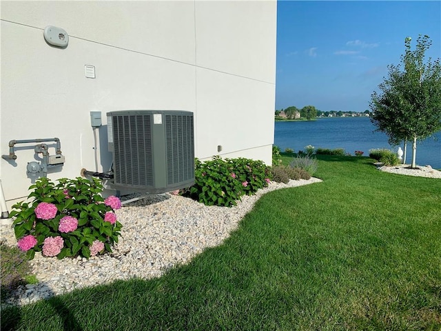 exterior view of central AC, stucco siding, and gas meter
