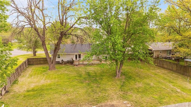 view of yard with a fenced backyard