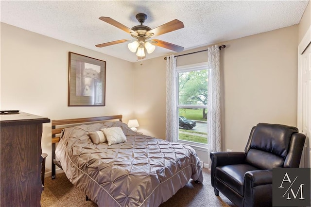 1708 NW Ashton Dr, Blue Springs, MO 64015 - bedroom with baseboards, a textured ceiling, carpet, and ceiling fan