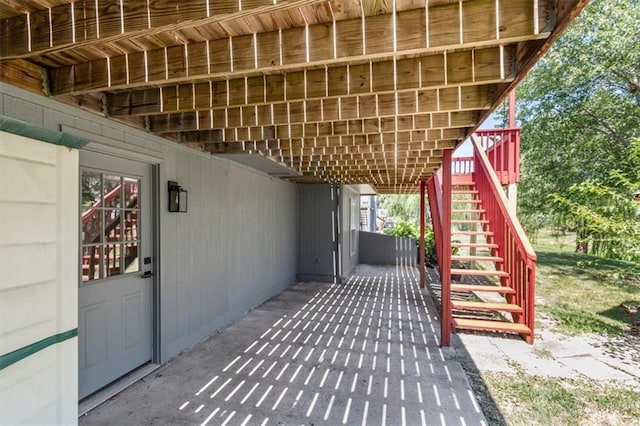 709 SW Graystone Dr, Grain Valley, MO 64029 - view of patio / terrace with stairs