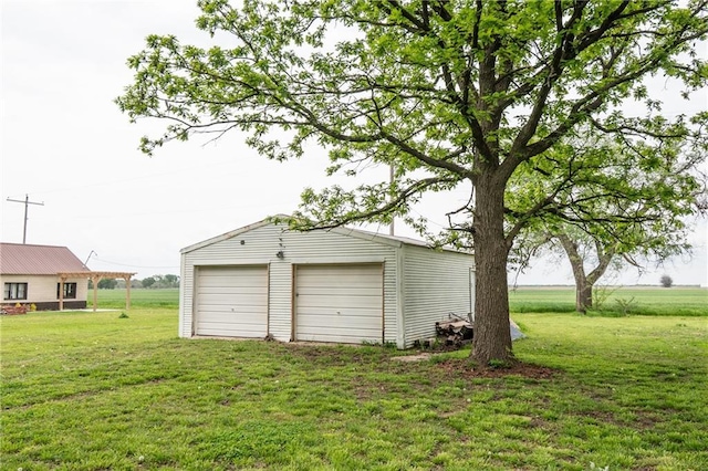 view of detached garage