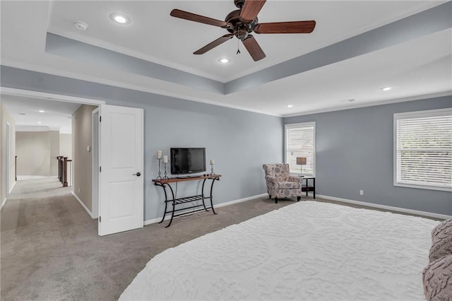 25203 W 97th Ter, Lenexa, KS 66227 - bedroom featuring carpet flooring, multiple windows, recessed lighting, baseboards, and ornamental molding