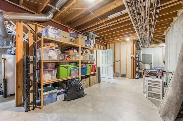unfinished below grade area with water heater
