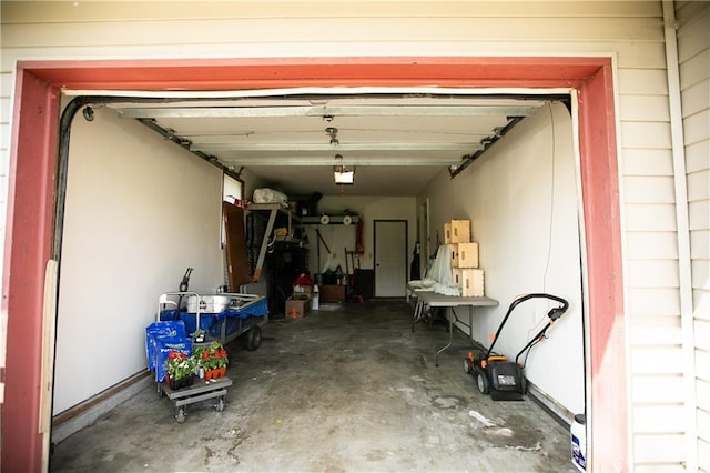 garage with a garage door opener