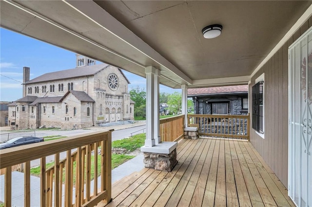 deck with covered porch