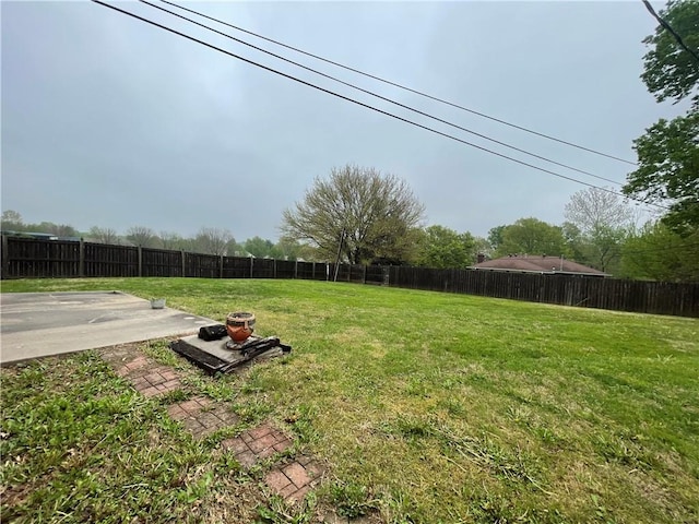 view of yard with a fenced backyard and a patio area