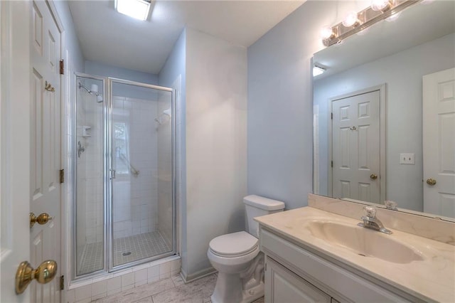 12704 Mohawk Cir, Leawood, KS 66209 - full bath featuring vanity, a stall shower, toilet, and tile patterned flooring
