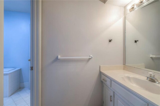 12704 Mohawk Cir, Leawood, KS 66209 - bathroom with vanity and tile patterned flooring