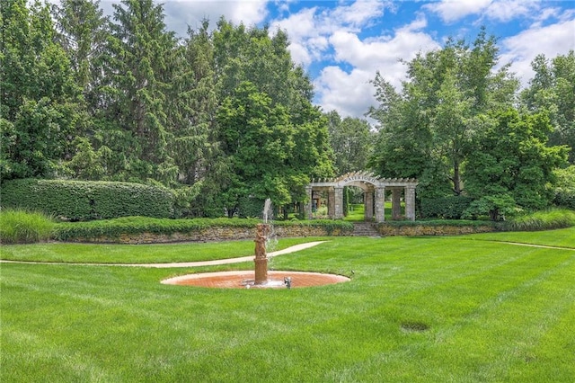 12704 Mohawk Cir, Leawood, KS 66209 - view of green lawn with a pergola