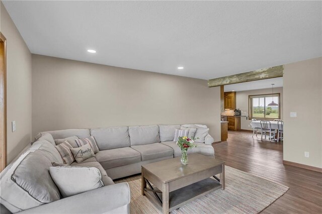 205 N 1700th Rd, Lecompton, KS 66050 - living area with light wood finished floors, baseboards, and recessed lighting