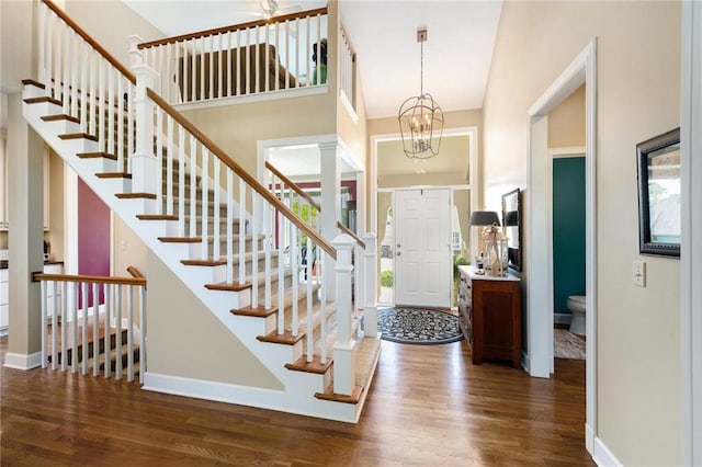 5484 NE Northgate Xing, Lees Summit, MO 64064 - foyer with wood finished floors, baseboards, and stairs