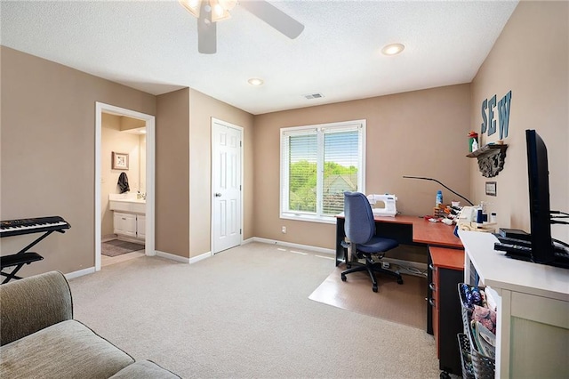 5484 NE Northgate Xing, Lees Summit, MO 64064 - office space with light colored carpet, a ceiling fan, baseboards, and recessed lighting