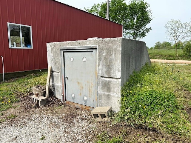 view of storm shelter