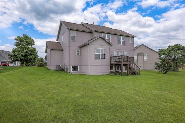 812 SW Stablewood Cir, Lees Summit, MO 64081 - rear view of house with a deck, stairs, and a yard