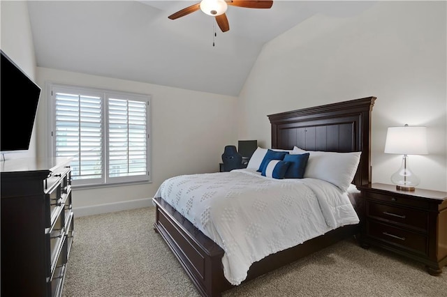 16305 Flint St, Overland Park, KS 66221 - bedroom with lofted ceiling, light carpet, baseboards, and a ceiling fan