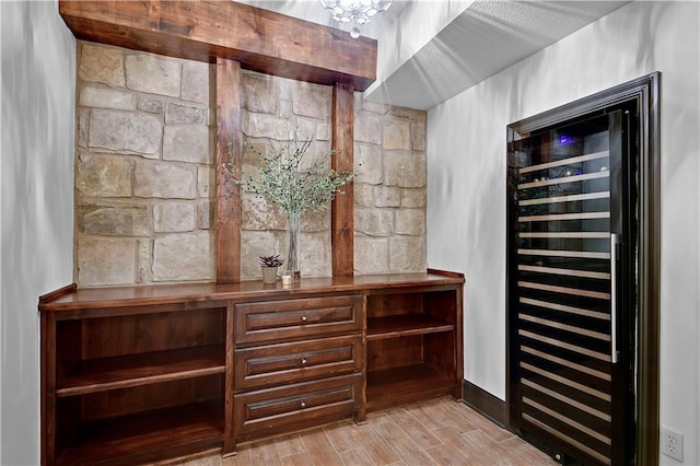 16305 Flint St, Overland Park, KS 66221 - bar area featuring wine cooler and light wood finished floors