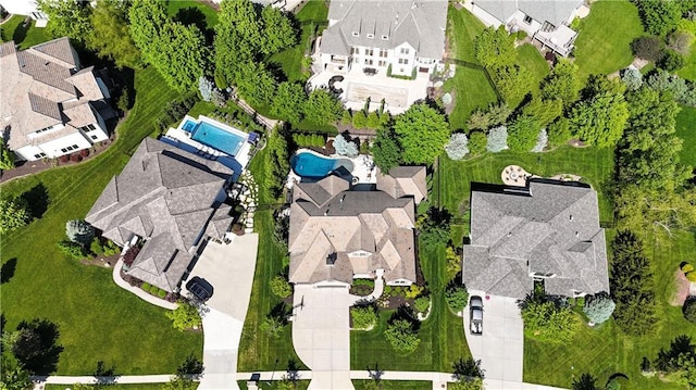 16305 Flint St, Overland Park, KS 66221 - aerial view of residential area with a pool