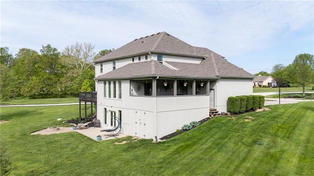 13017 Kelli Dr, Kearney, MO 64060 - back of house featuring a lawn and roof with shingles