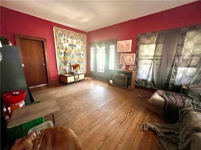 living room with hardwood / wood-style flooring