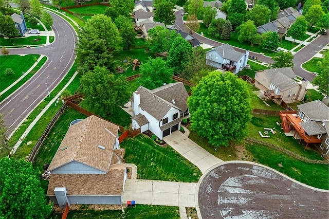 aerial view with a residential view