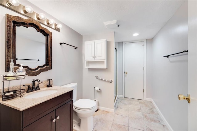 8346 Oakview Cir, Lenexa, KS 66215 - full bath with vanity, a stall shower, and a textured ceiling