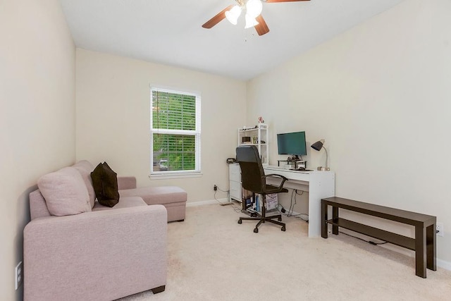 17525 W 111th Ct, Olathe, KS 66061 - carpeted office featuring a ceiling fan and baseboards