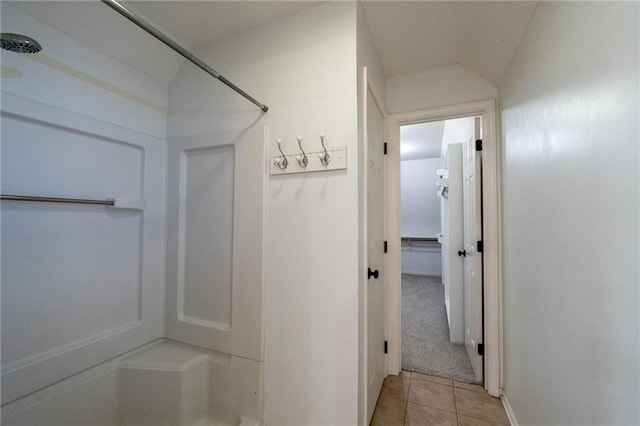 interior space featuring light tile patterned flooring