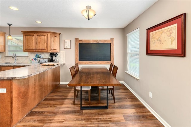 2136 Alder St, Leavenworth, KS 66048 - dining space with recessed lighting, baseboards, plenty of natural light, and dark wood-style floors