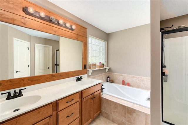 2136 Alder St, Leavenworth, KS 66048 - bathroom with a sink, a garden tub, and a stall shower