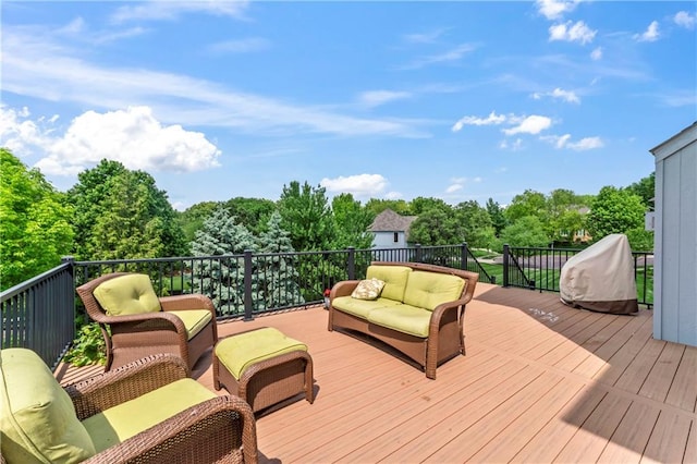 9800 W 147th St, Overland Park, KS 66221 - wooden terrace with an outdoor hangout area