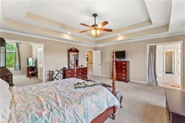 9800 W 147th St, Overland Park, KS 66221 - bedroom with a tray ceiling, carpet flooring, ceiling fan, and recessed lighting