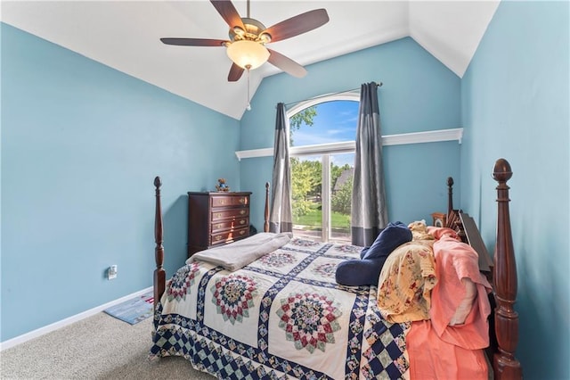 9800 W 147th St, Overland Park, KS 66221 - bedroom with vaulted ceiling, carpet, and ceiling fan