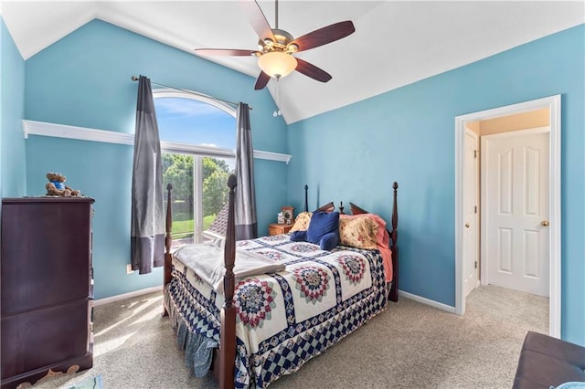 9800 W 147th St, Overland Park, KS 66221 - carpeted bedroom with vaulted ceiling and ceiling fan