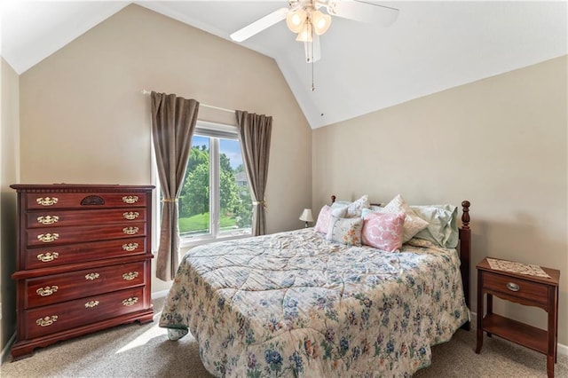 9800 W 147th St, Overland Park, KS 66221 - bedroom featuring carpet floors, lofted ceiling, and ceiling fan